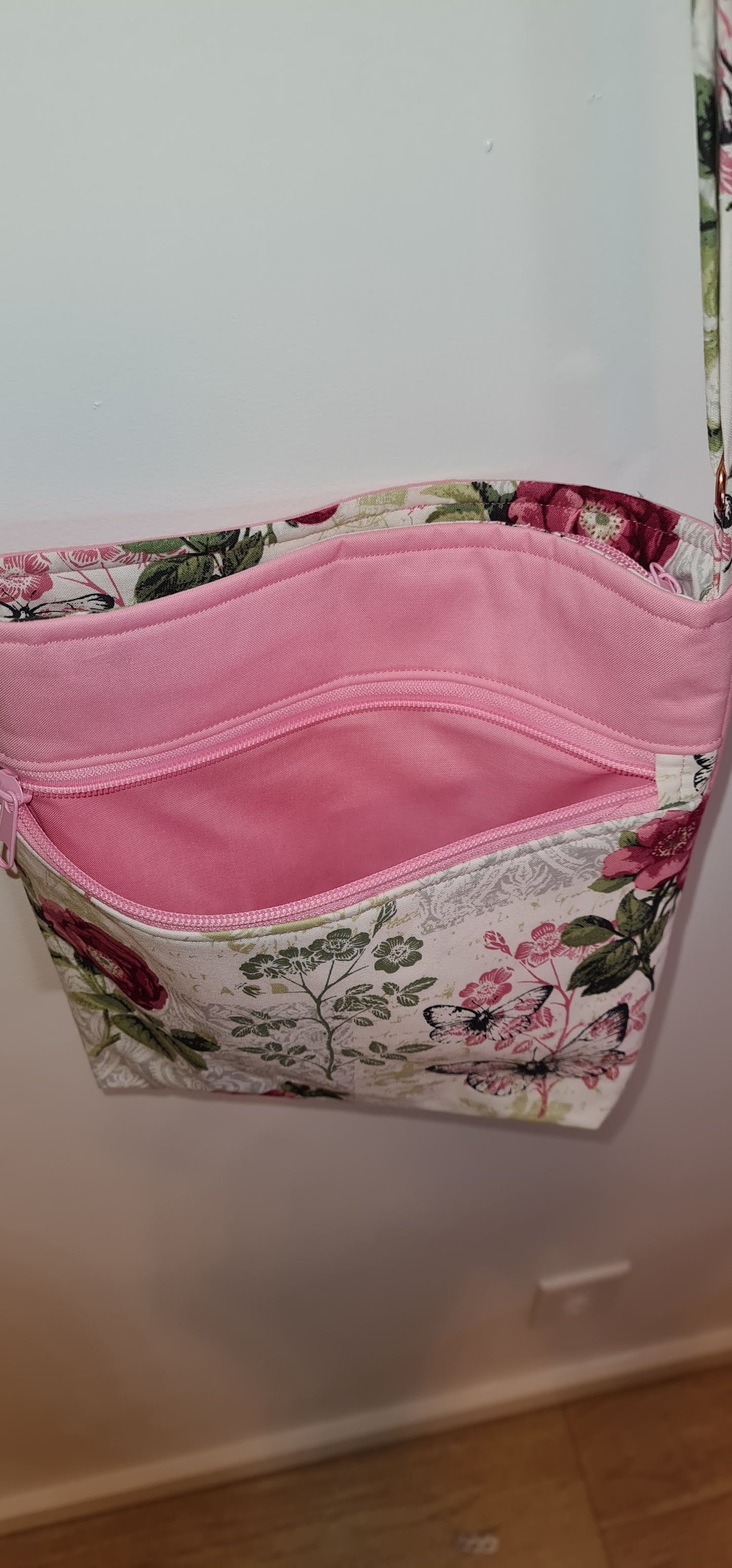 Crossbody Bag- Pink Floral Print